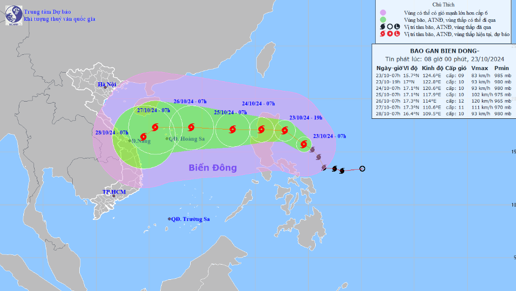 Bão Trà Mi giật cấp 11 đang tiến nhanh vào Biển Đông