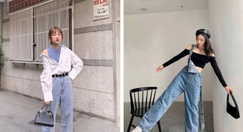 Bí quyết giúp nàng 1m50 mặc jeans ống rộng đẹp mà không lo bị 'nuốt dáng'