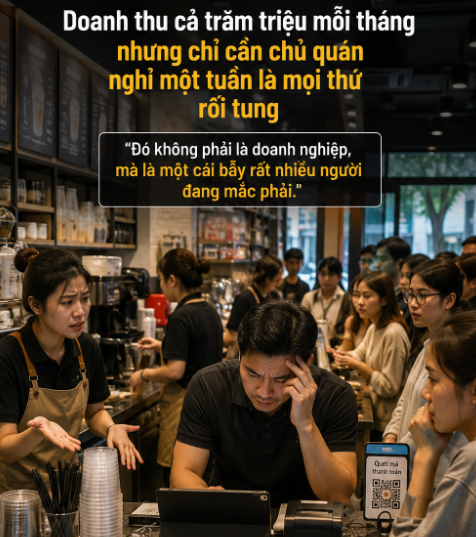 Có những cửa hàng doanh thu cả trăm triệu mỗi tháng, nhưng chỉ cần chủ quán nghỉ một tuần là mọi thứ rối tung.