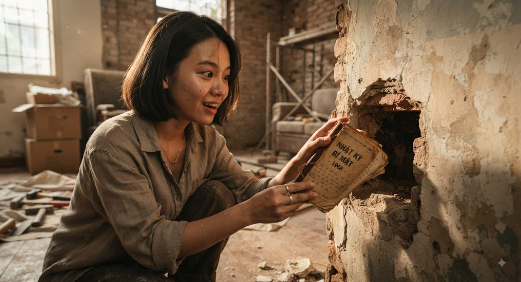Tôi phát hiện một cuốn sổ ghi chép bí mật trong bức tường cũ của ngôi nhà mới mua