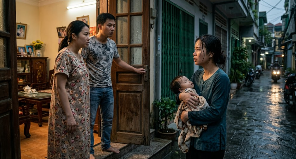Một người phụ nữ lạ ôm con đứng trước cửa và gọi đúng tên chồng tôi